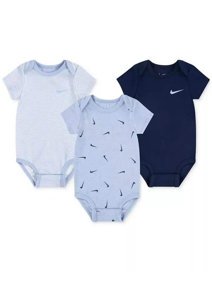 Боди Essentials для маленьких мальчиков и девочек, упаковка из 3 шт Nike — изображение 1 из 8, серый