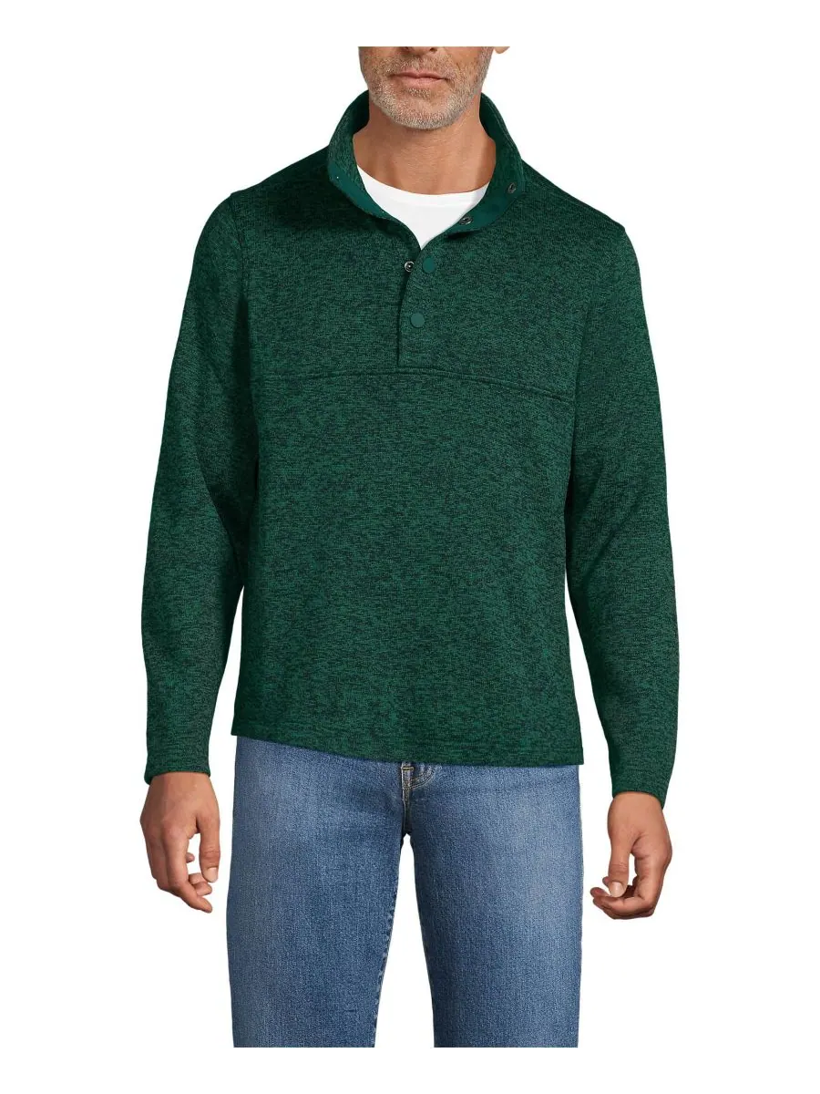 Мужской флисовый свитер с воротником на кнопках Lands' End, Evergreen heather — изображение 1 из 3