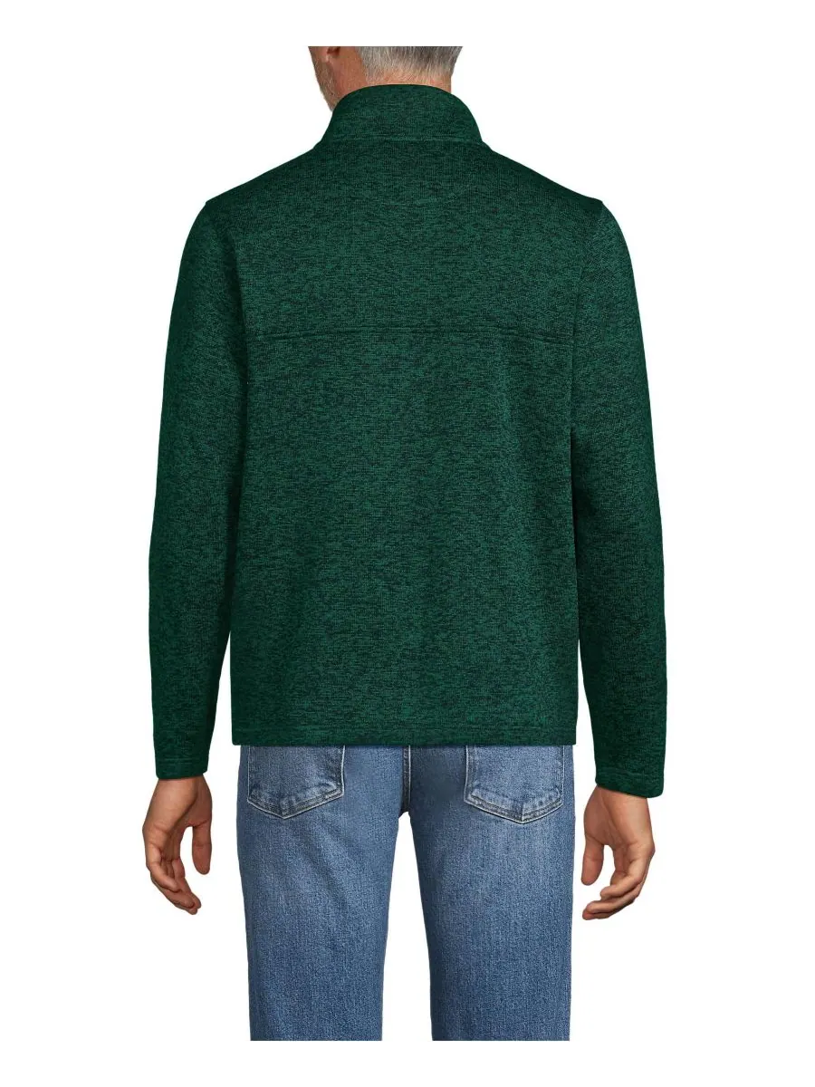 Мужской флисовый свитер с воротником на кнопках Lands' End, Evergreen heather — изображение 2 из 3