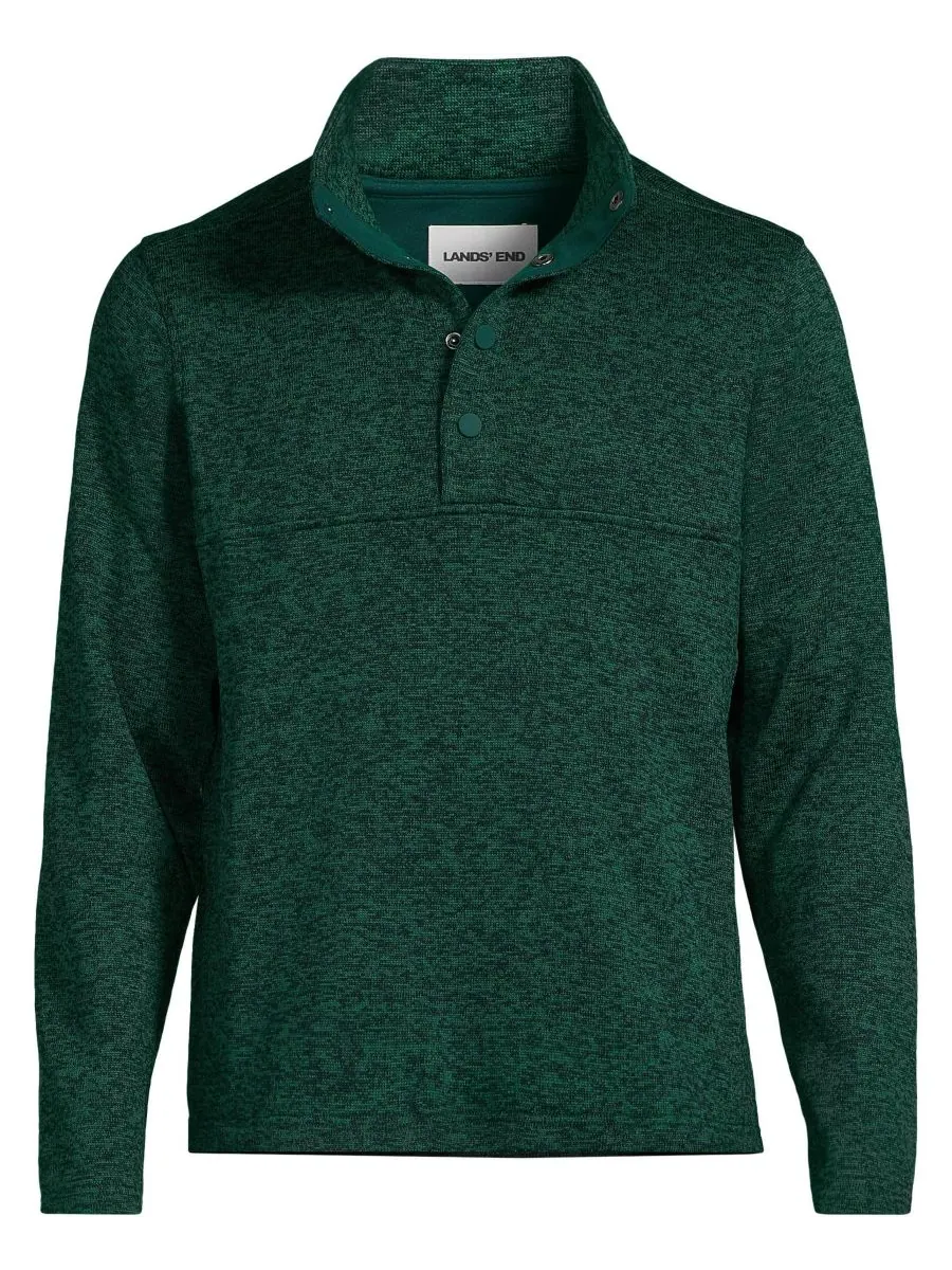 Мужской флисовый свитер с воротником на кнопках Lands' End, Evergreen heather — изображение 3 из 3