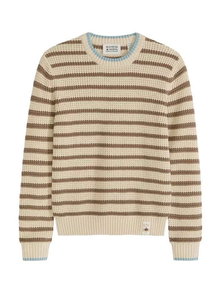 Свитер с круглым вырезом в полоску из пряжи Big Boys Yarn Dye SCOTCH & SODA — изображение 4 из 7, пергаментный