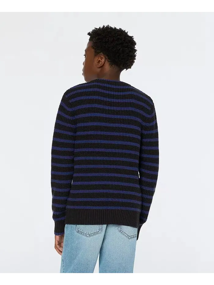 Свитер с круглым вырезом в полоску из пряжи Big Boys Yarn Dye SCOTCH & SODA — изображение 3 из 9, черный