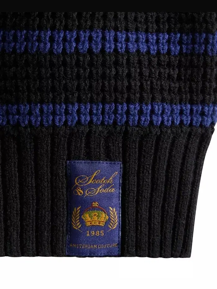 Свитер с круглым вырезом в полоску из пряжи Big Boys Yarn Dye SCOTCH & SODA — изображение 6 из 9, черный