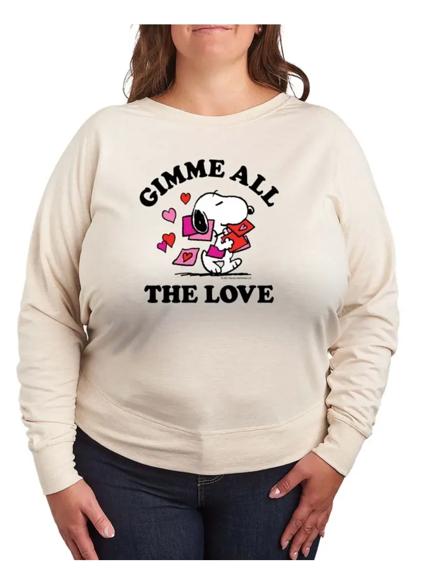 Женская футболка с длинными рукавами Peanuts Snoopy Gimme All The Love Valentine из французской — изображение 1 из 3