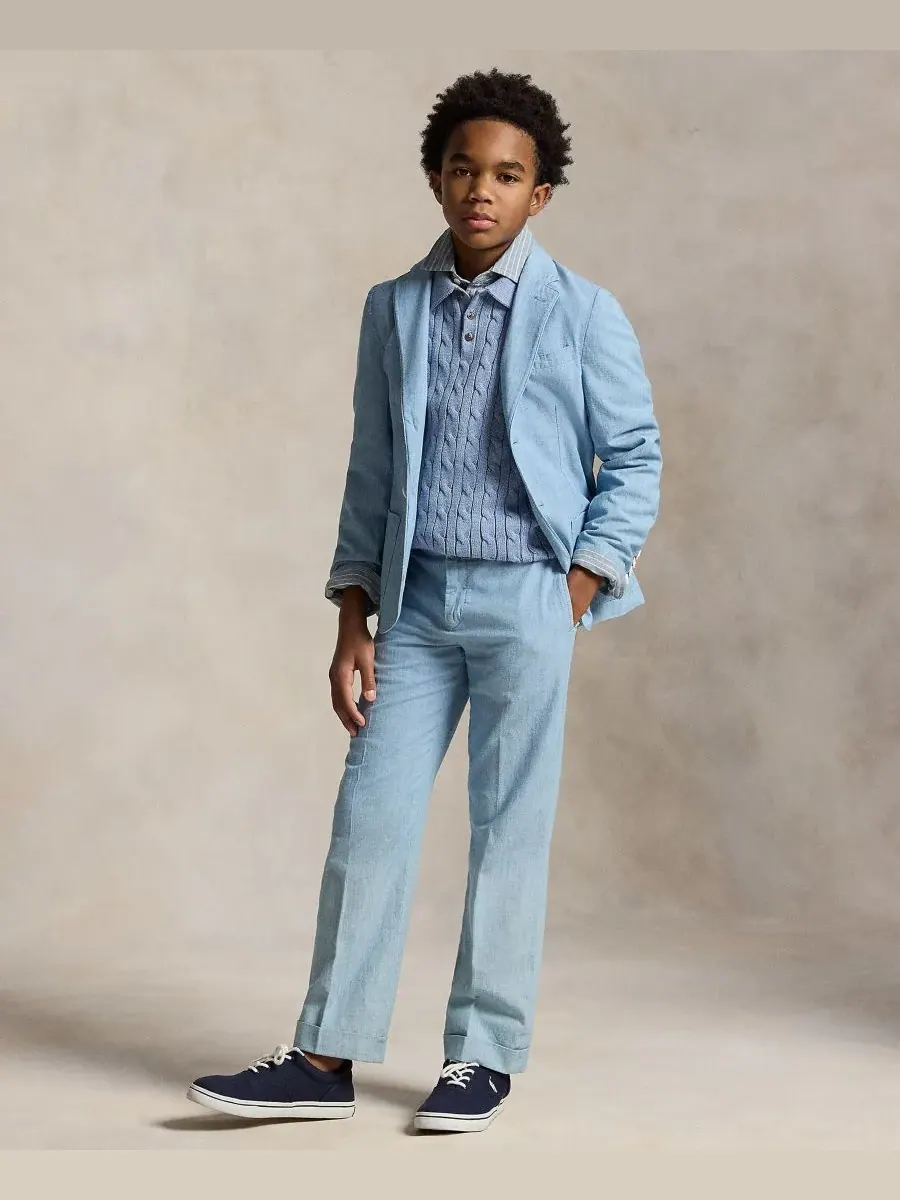 Хлопковый поло-свитер крупной вязки для мальчиков 8-20 лет Polo Ralph Lauren — изображение 4 из 5, темно-синий