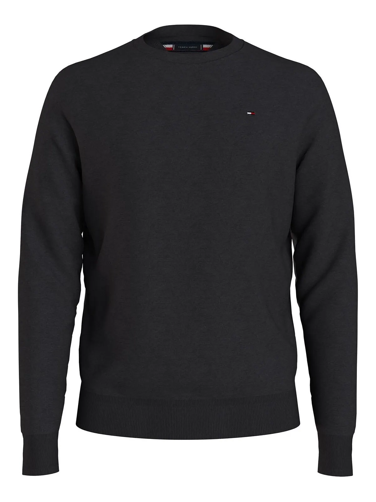 Мужской однотонный свитер с круглым вырезом Essential Tommy Hilfiger — изображение 1 из 3, черный