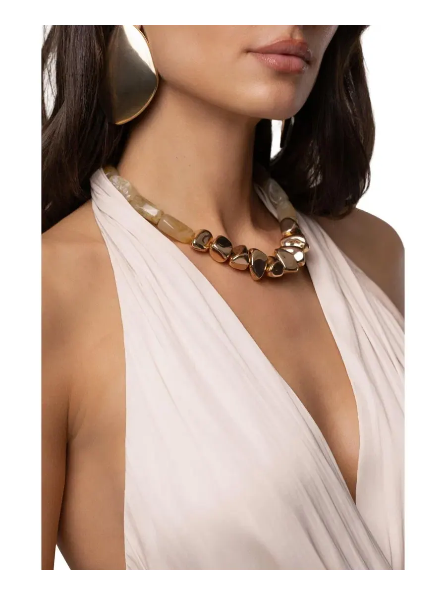Топ-халтер с драпировкой Villa Draped Halter Top JLUXLABEL — изображение 7 из 9, бежевый