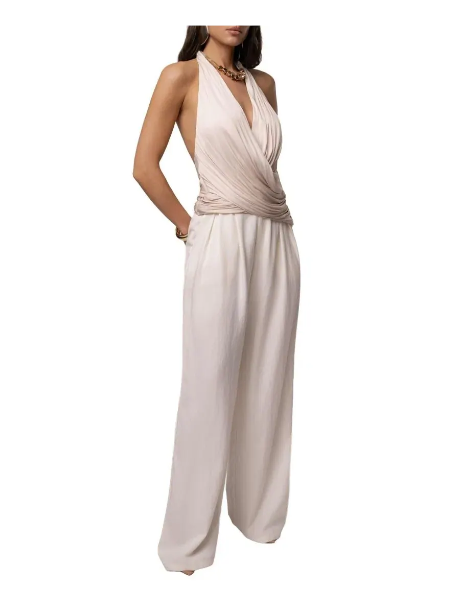 Топ-халтер с драпировкой Villa Draped Halter Top JLUXLABEL — изображение 9 из 9, бежевый