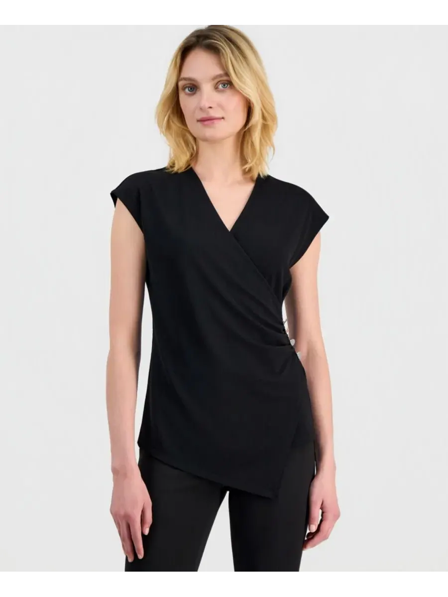 Топ с капюшоном и ложной драпировкой Anne Klein
