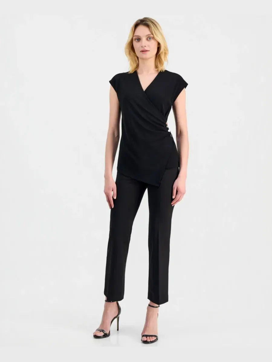 Топ с капюшоном и ложной драпировкой Anne Klein — изображение 2 из 4, черный