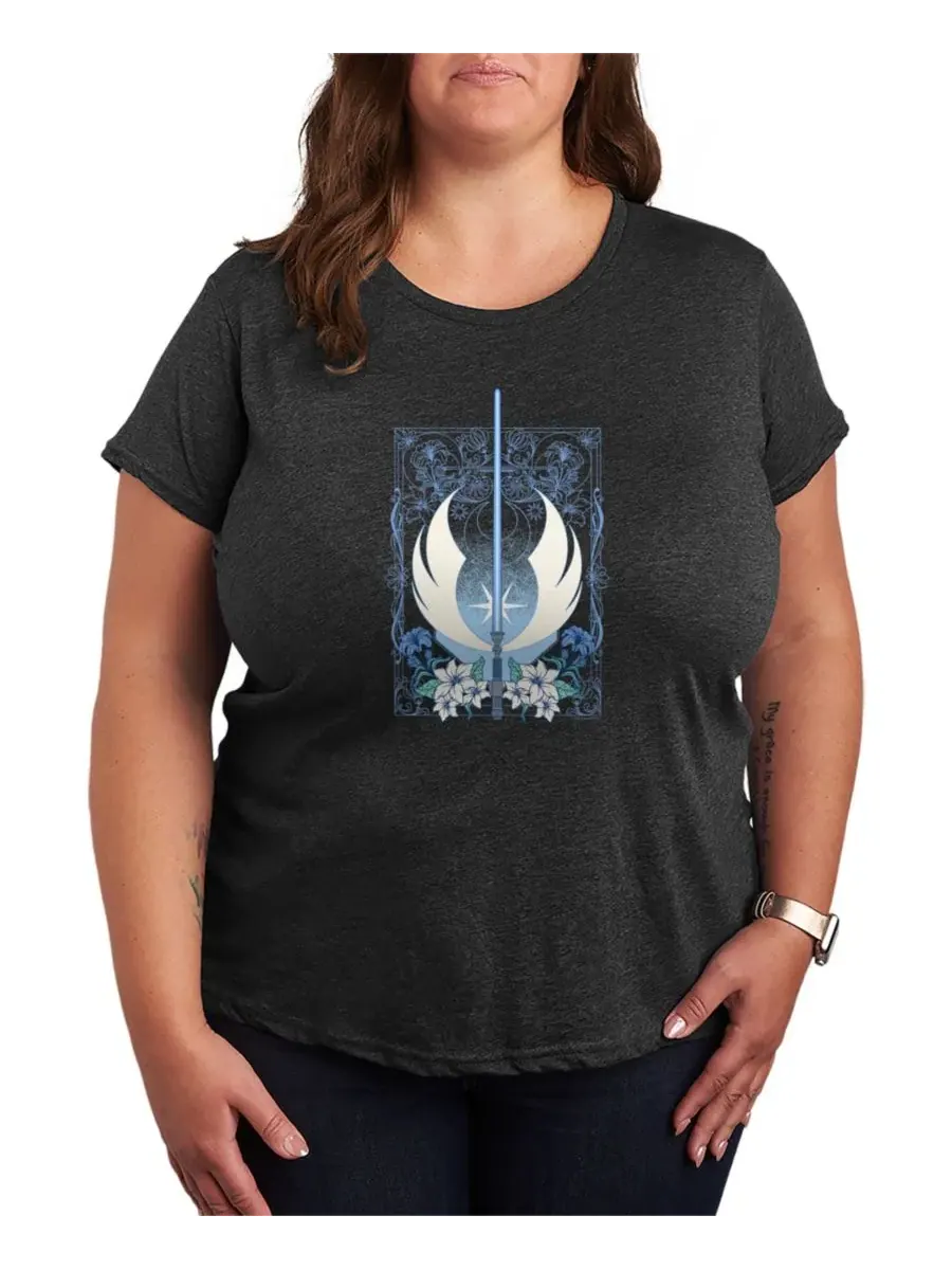Футболка с длинным рукавом с принтом Medieval Lightsaber, Plus Size Hybrid Apparel — изображение 1 из 3, темно-серый