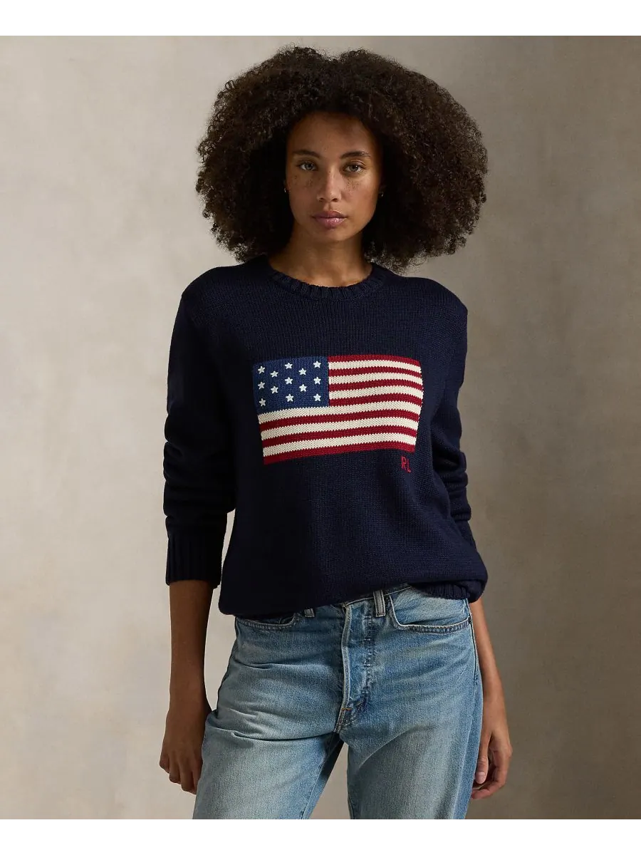 Унисекс свитер с культовым флагом Polo Ralph Lauren — изображение 3 из 6, синий