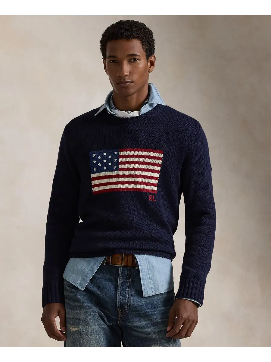 Унисекс свитер с культовым флагом Polo Ralph Lauren — изображение 5 из 6, синий