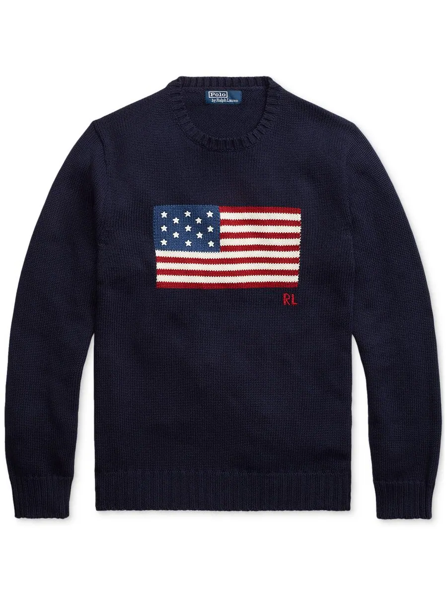 Унисекс свитер с культовым флагом Polo Ralph Lauren — изображение 6 из 6, синий