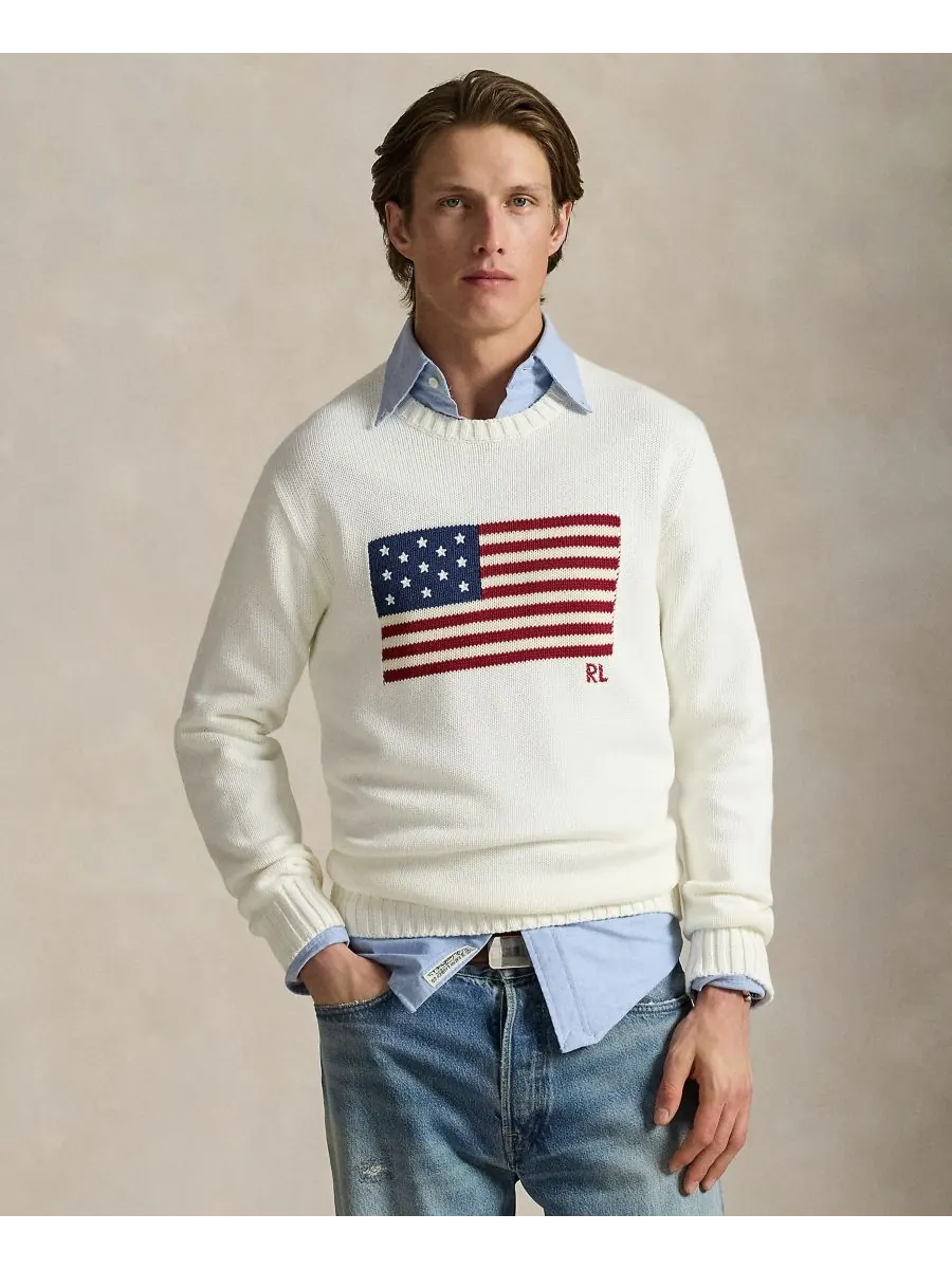 Унисекс свитер с культовым флагом Polo Ralph Lauren — изображение 1 из 5, белый