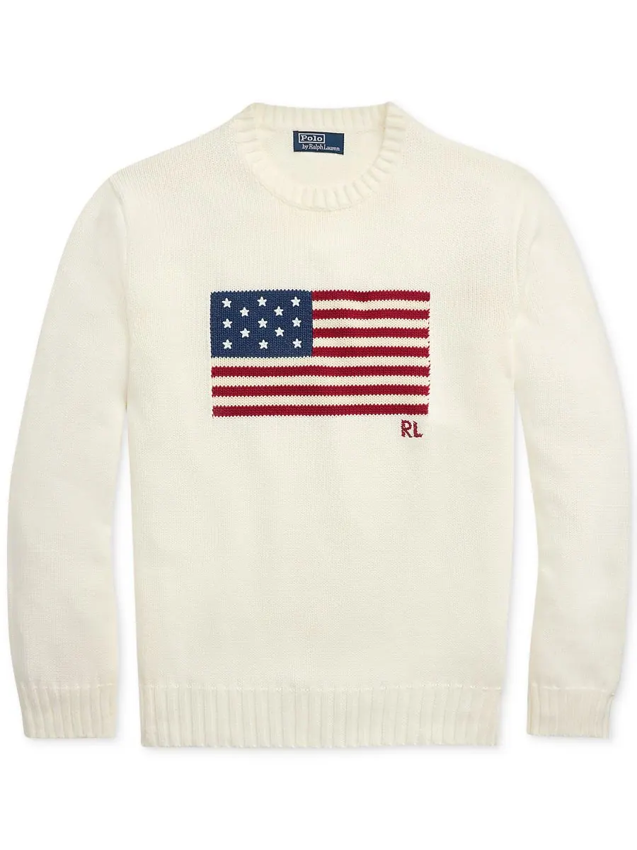 Унисекс свитер с культовым флагом Polo Ralph Lauren — изображение 5 из 5, белый