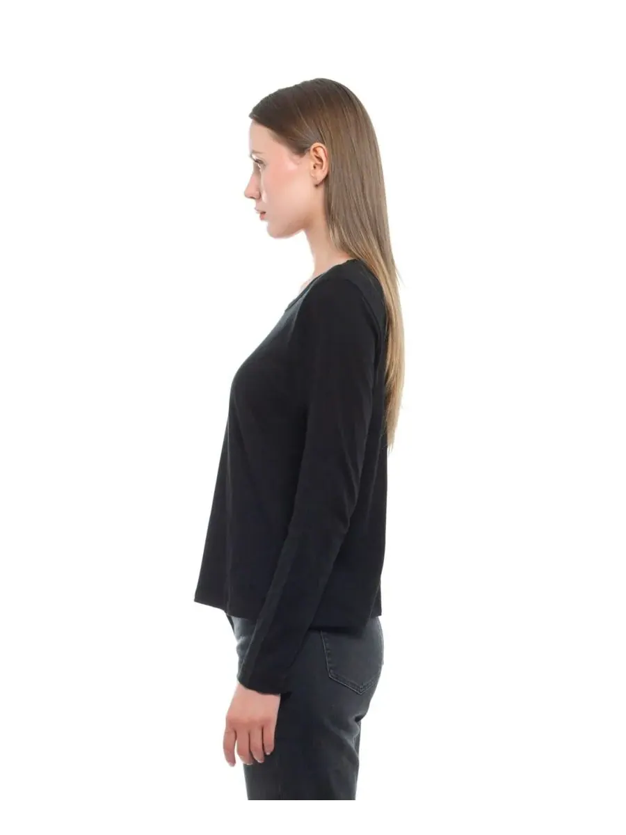 Женская футболка с длинным рукавом детского кроя WILT Clothing — изображение 2 из 6, черный