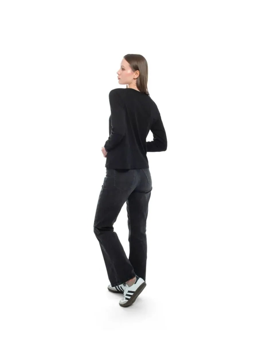 Женская футболка с длинным рукавом детского кроя WILT Clothing — изображение 4 из 6, черный