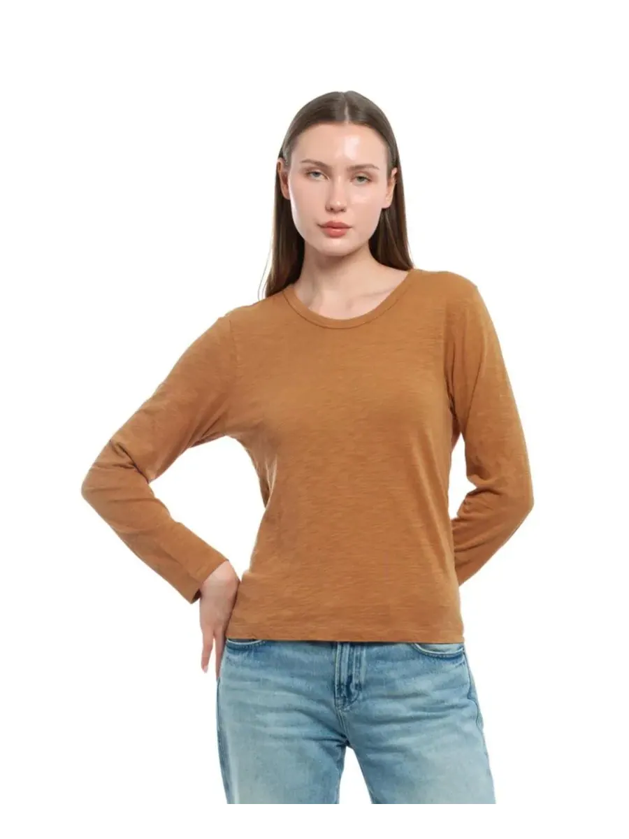 Женская футболка с длинным рукавом детского кроя WILT Clothing — изображение 1 из 4, коричневый