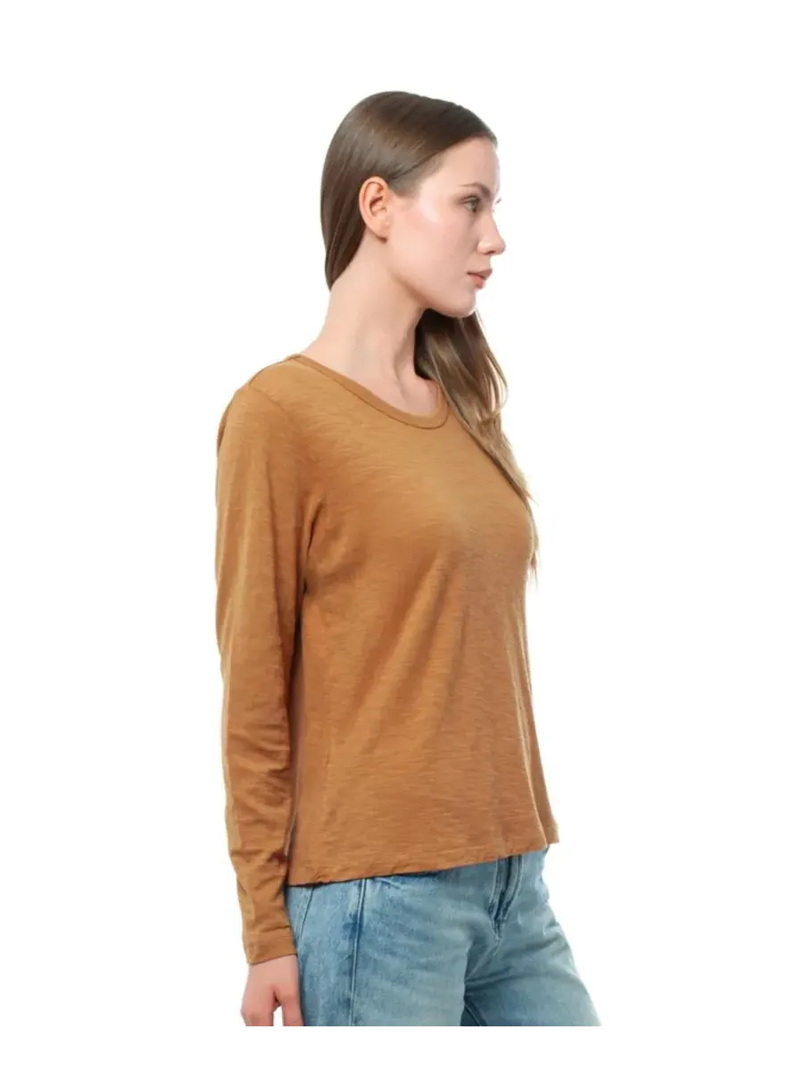 Женская футболка с длинным рукавом детского кроя WILT Clothing — изображение 3 из 4, коричневый
