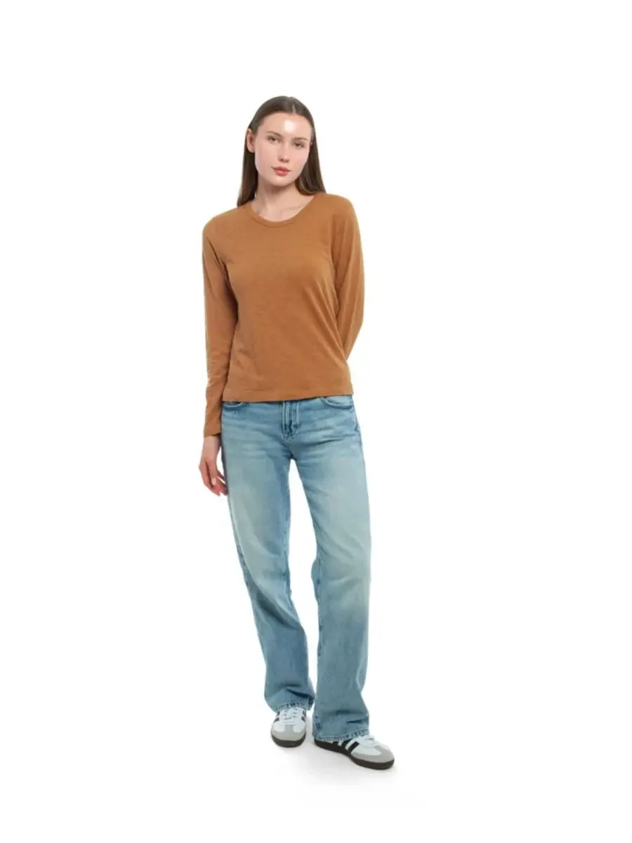 Женская футболка с длинным рукавом детского кроя WILT Clothing — изображение 4 из 4, коричневый