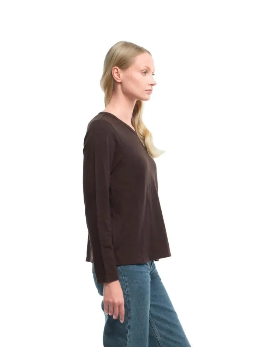 Женская футболка с длинным рукавом детского кроя WILT Clothing — изображение 2 из 4, шоколадный