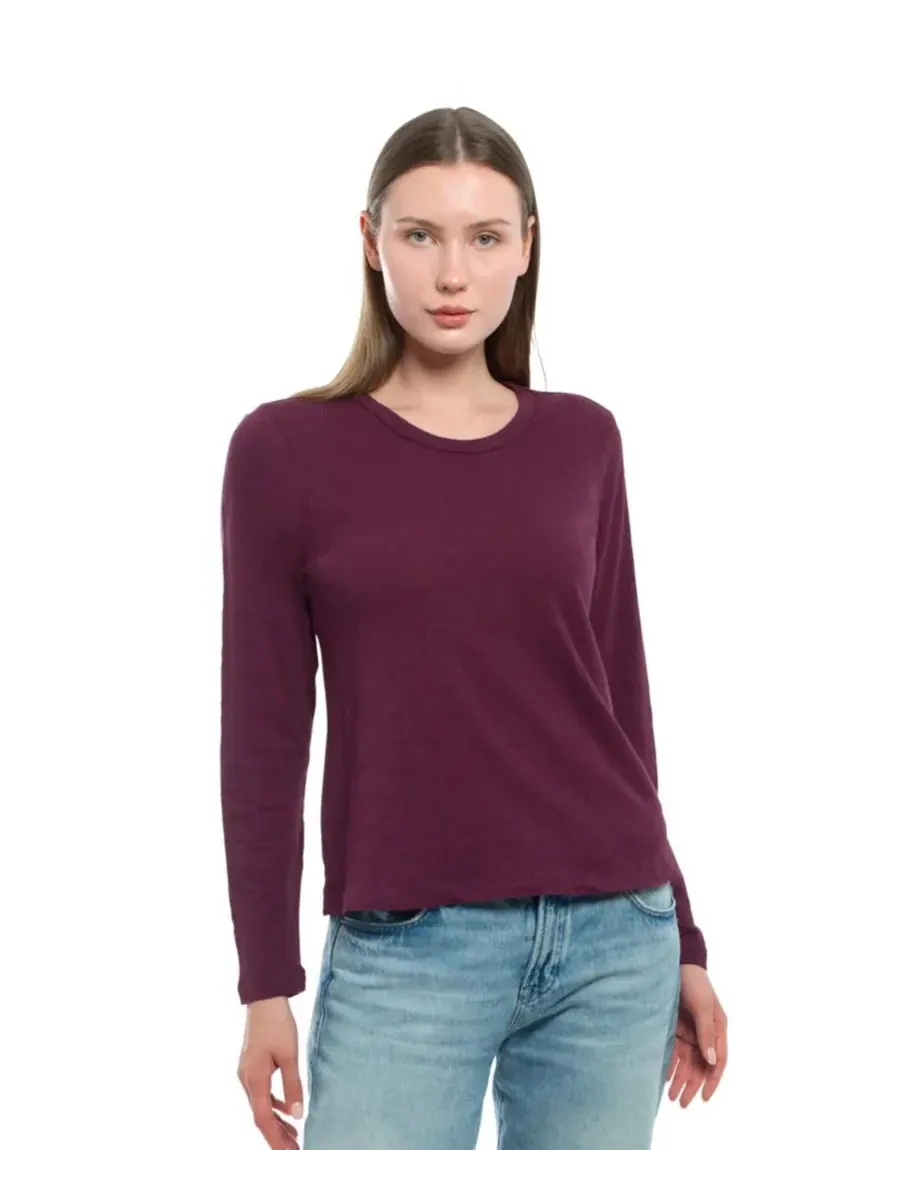 Женская футболка с длинным рукавом детского кроя WILT Clothing, темно-fig — изображение 1 из 4, фиолетовый