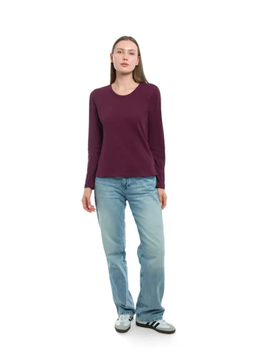 Женская футболка с длинным рукавом детского кроя WILT Clothing, темно-fig — изображение 2 из 4, фиолетовый