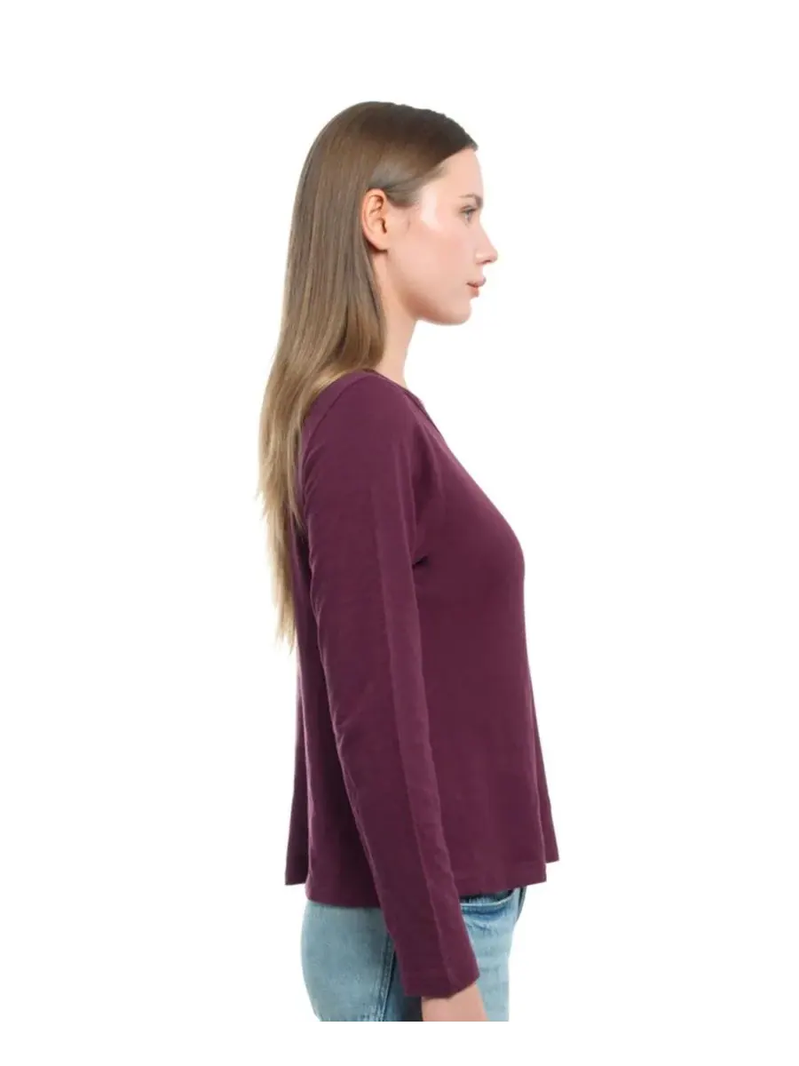 Женская футболка с длинным рукавом детского кроя WILT Clothing, темно-fig — изображение 3 из 4, фиолетовый
