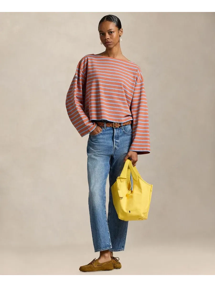Женская футболка с длинным рукавом, с лодочным вырезом, в полоску Polo Ralph Lauren — изображение 2 из 7, синий