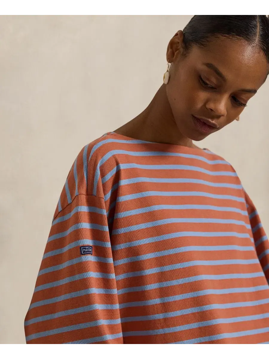 Женская футболка с длинным рукавом, с лодочным вырезом, в полоску Polo Ralph Lauren — изображение 5 из 7, синий
