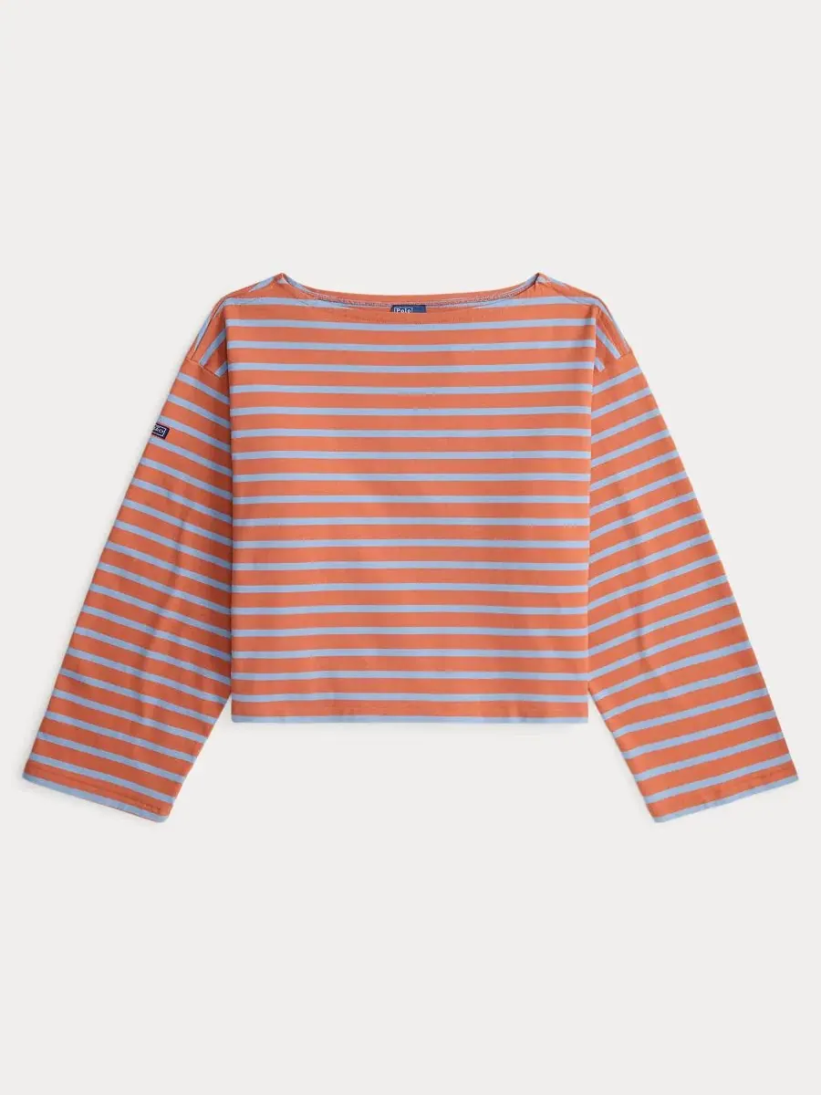 Женская футболка с длинным рукавом, с лодочным вырезом, в полоску Polo Ralph Lauren — изображение 7 из 7, синий