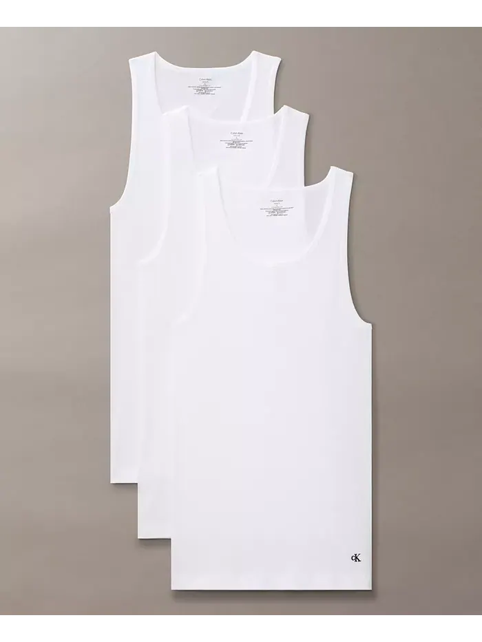 Мужские классические майки из хлопка, 3 шт Calvin Klein — изображение 1 из 3, белый