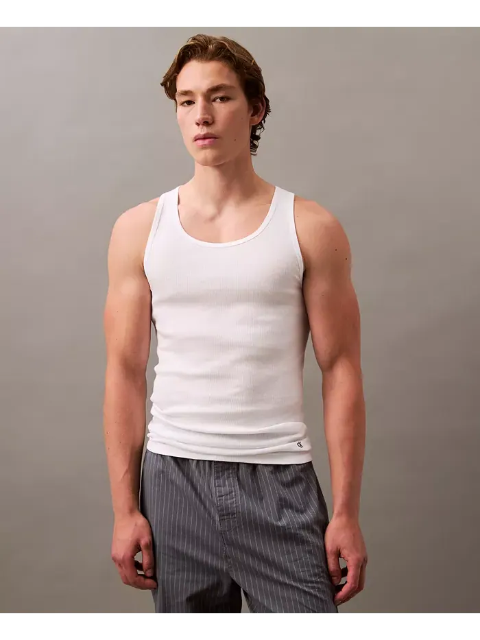 Мужские классические майки из хлопка, 3 шт Calvin Klein — изображение 2 из 3, белый