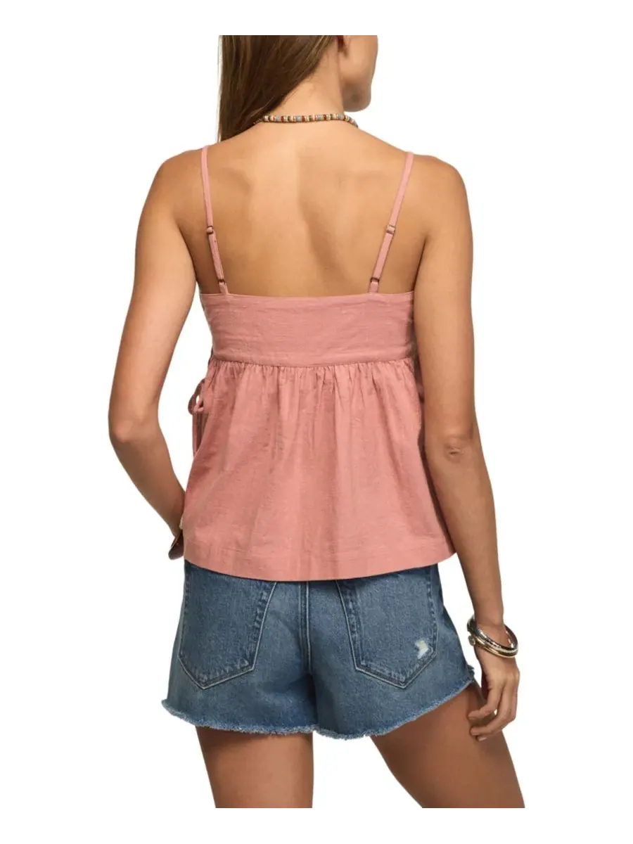 Топ с квадратным вырезом и шнуровкой по бокам Lucky Brand — изображение 5 из 7, розовый