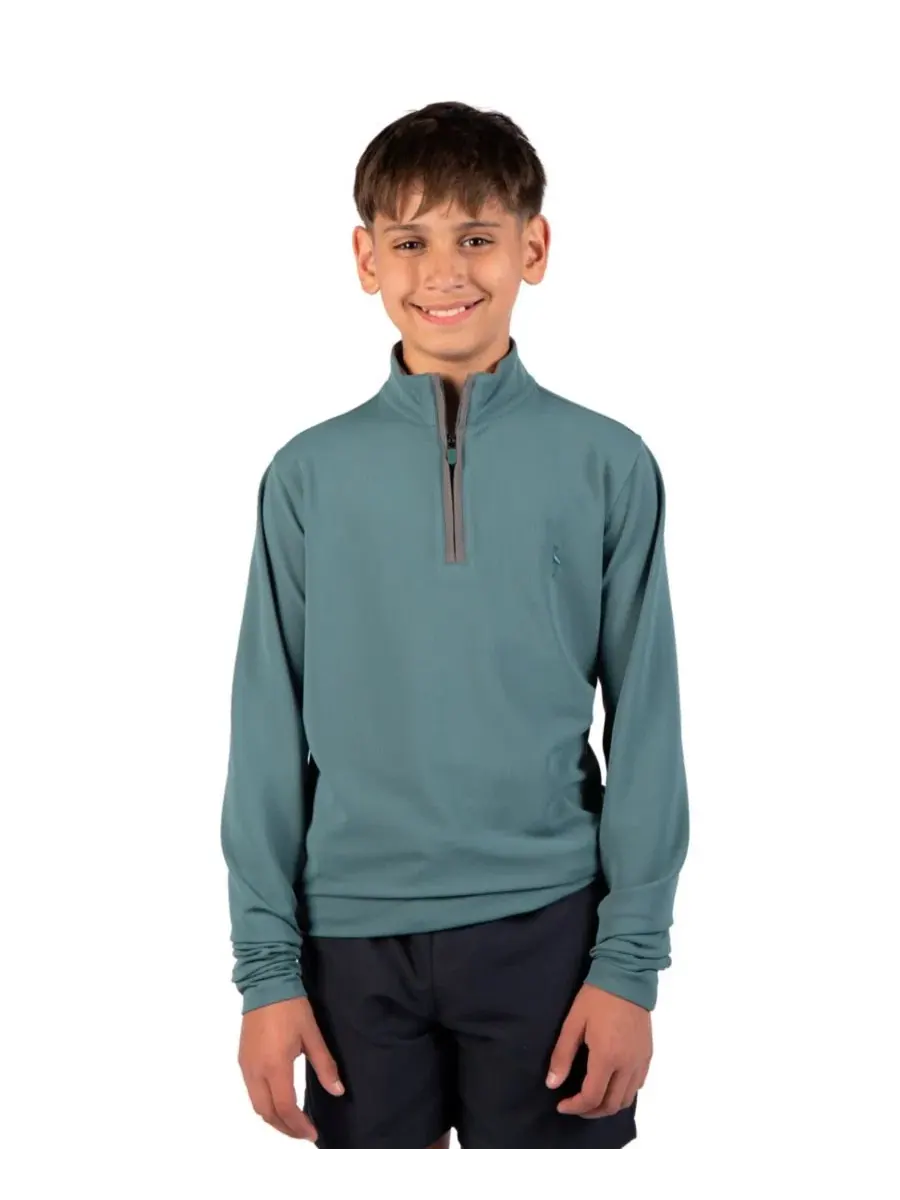 Свитшот с четверть-застежкой Micro Grid Textured Performance Quarter Zip Tailorbyrd, Jade Mist