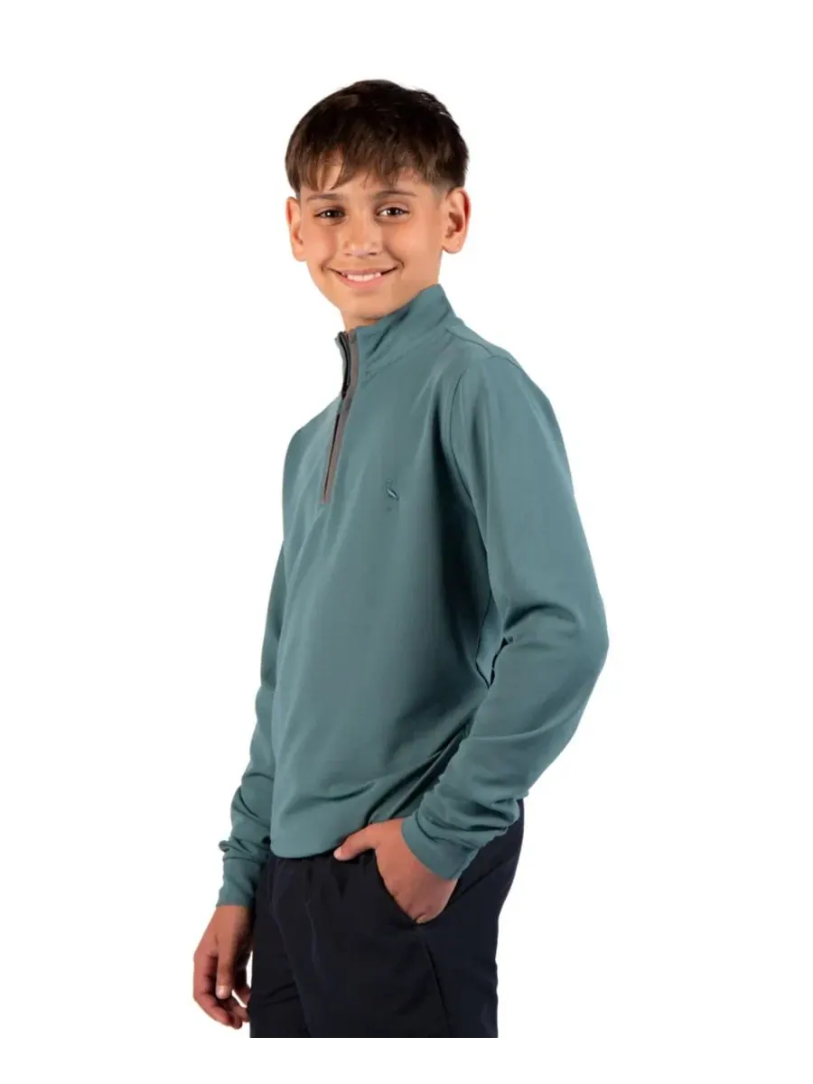 Свитшот с четверть-застежкой Micro Grid Textured Performance Quarter Zip Tailorbyrd, Jade Mist — изображение 3 из 4