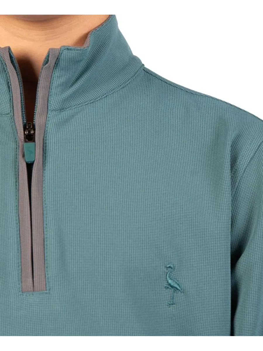 Свитшот с четверть-застежкой Micro Grid Textured Performance Quarter Zip Tailorbyrd, Jade Mist — изображение 4 из 4