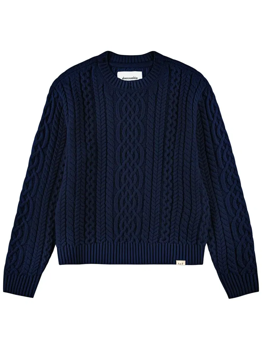 Свитер с косами для мальчика, с длинным рукавом abercrombie kids — изображение 1 из 4, темно-синий