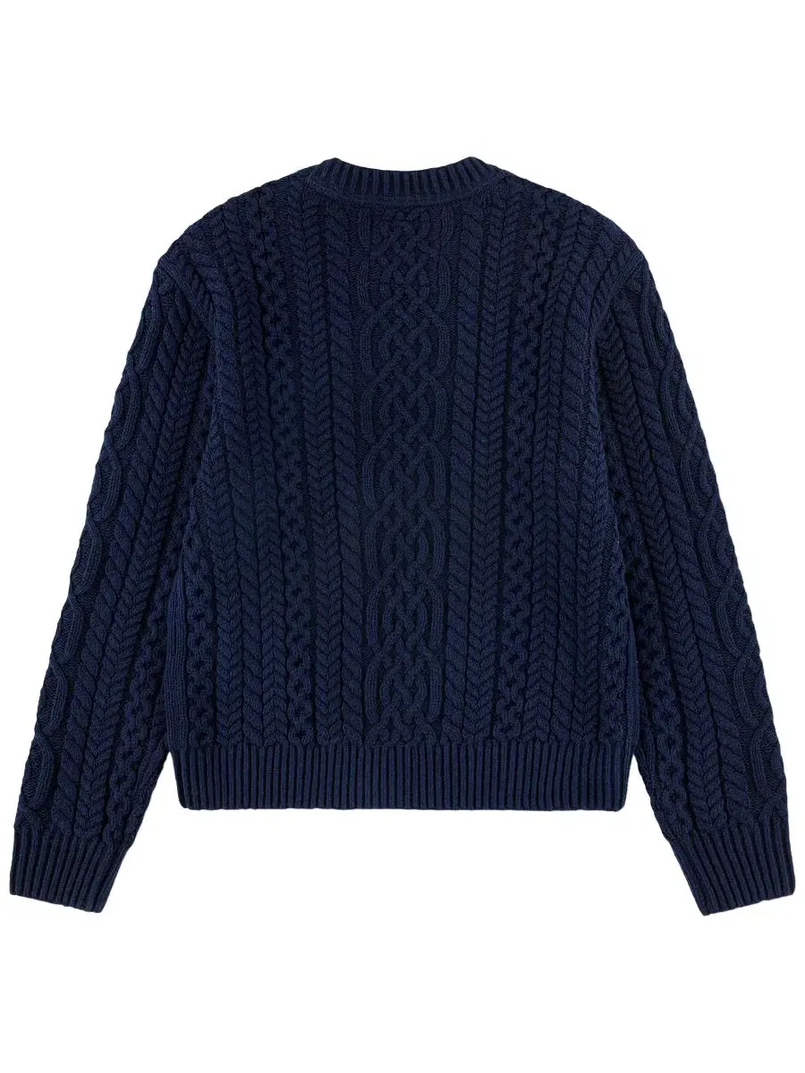 Свитер с косами для мальчика, с длинным рукавом abercrombie kids — изображение 2 из 4, темно-синий