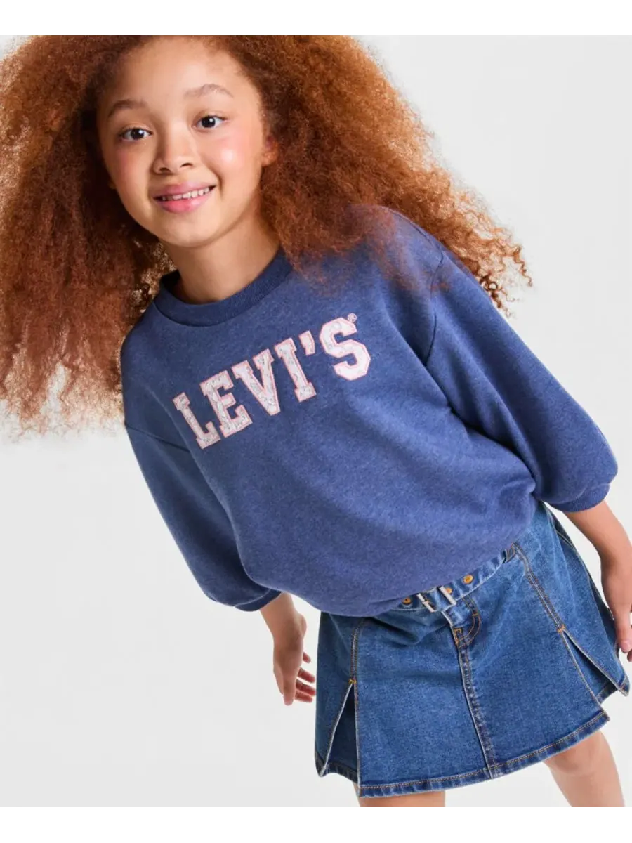 Детский свитер с защипами на рукавах Levi's — изображение 2 из 7, синий индиго