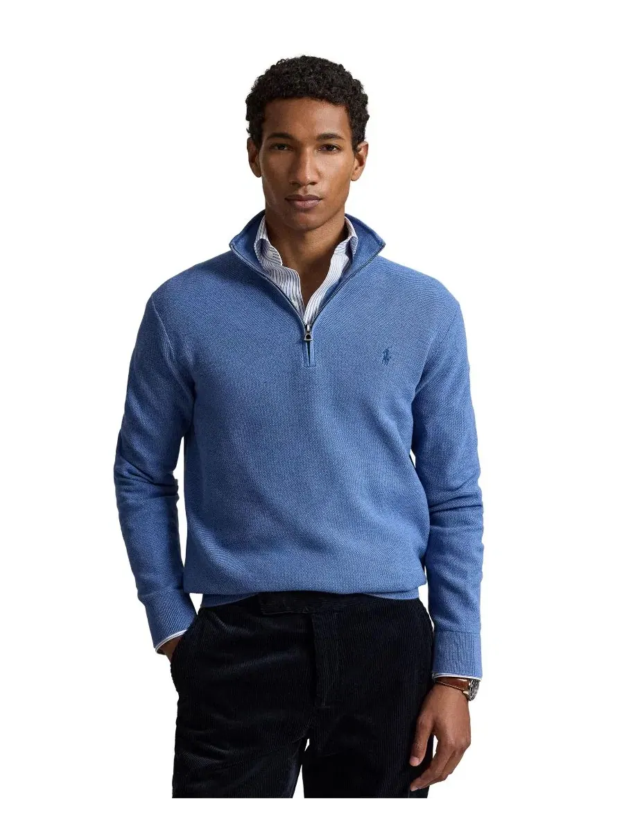 Свитер с воротником-стойкой и молнией Polo Ralph Lauren — изображение 1 из 6, синий