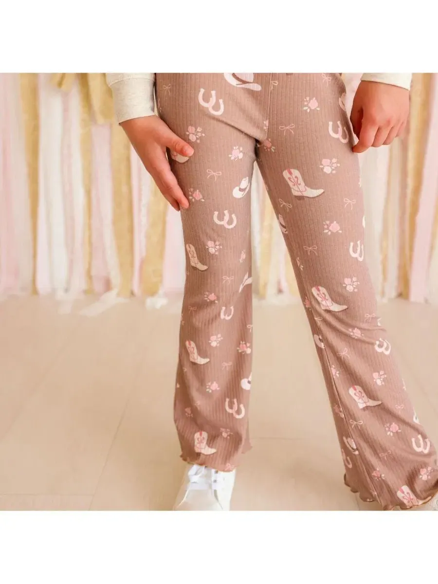 Леггинсы с расклешенным низом Howdy Darling Western Flare Sweet Wink — изображение 4 из 5, коричневый