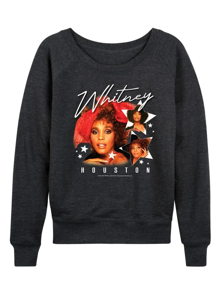 Женская футболка с длинными рукавами Whitney Houston Stars из французской махровой ткани Hybrid — изображение 1 из 3