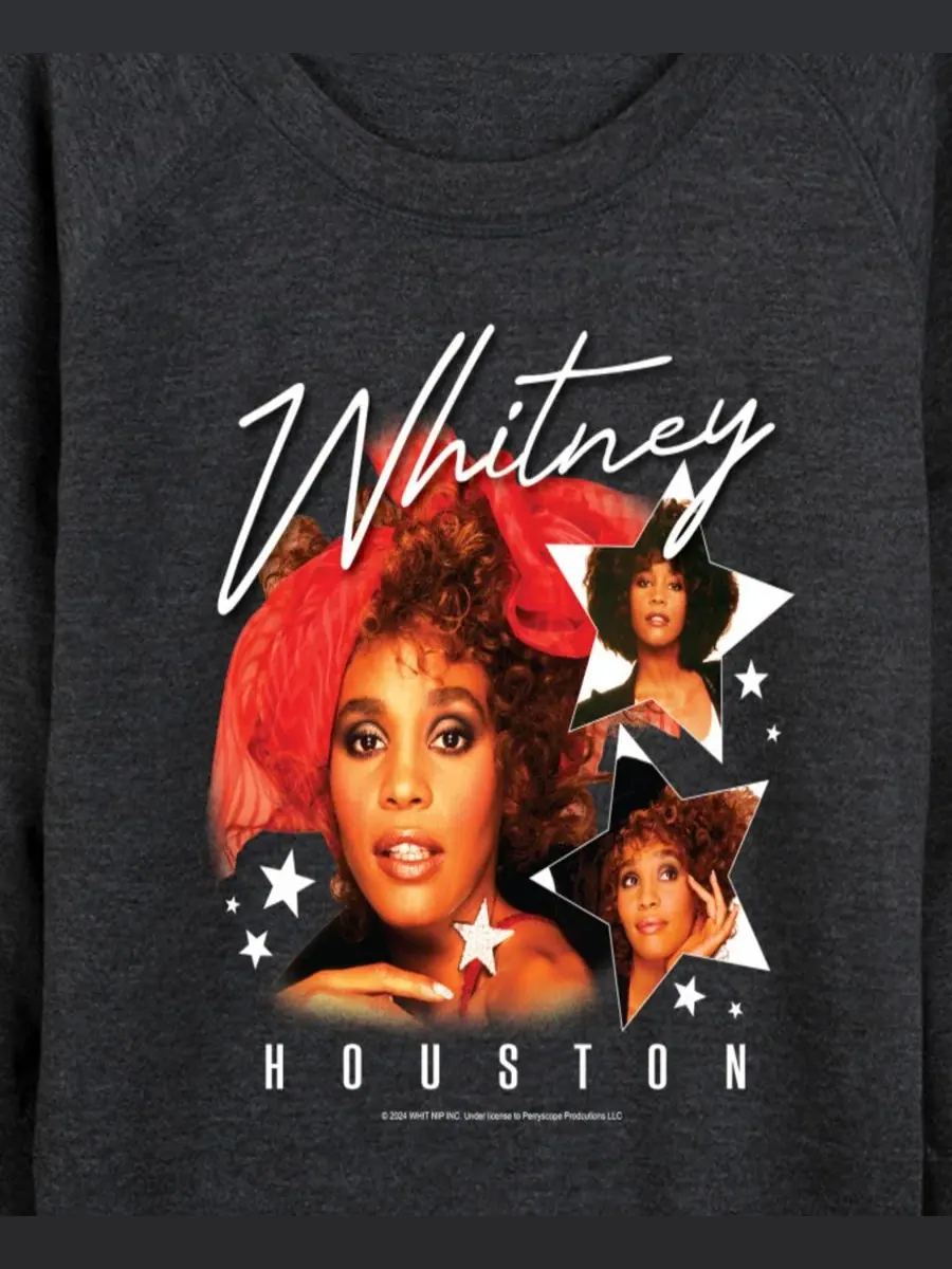 Женская футболка с длинными рукавами Whitney Houston Stars из французской махровой ткани Hybrid — изображение 2 из 3