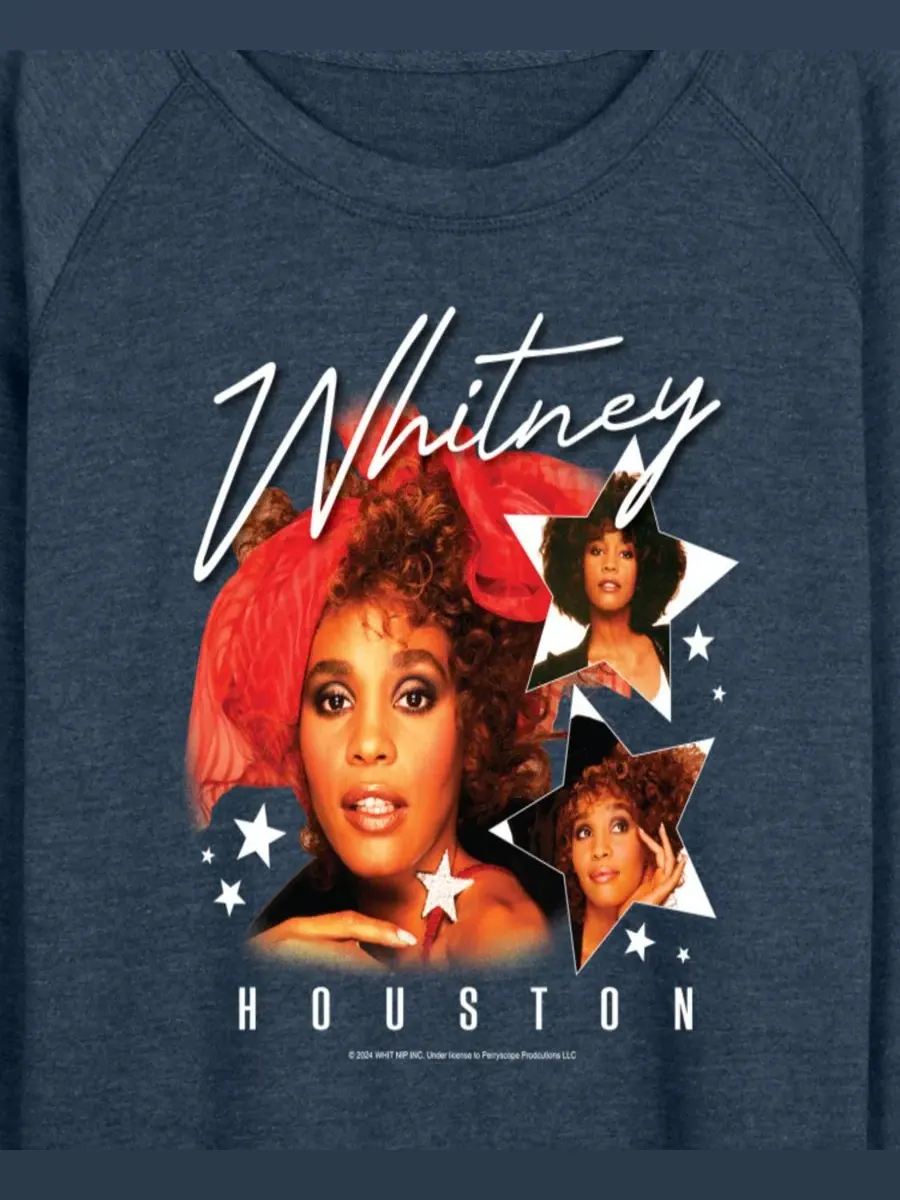 Женская футболка с длинными рукавами Whitney Houston Stars из французской махровой ткани Hybrid