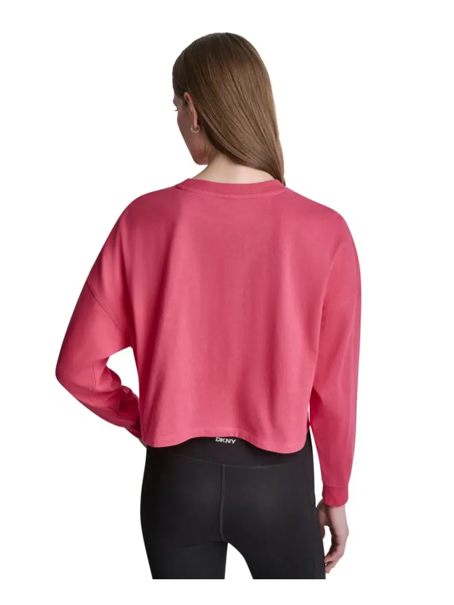Футболка женская с длинным рукавом, с принтом, Varsity Logo Dropped Shoulder DKNY Sport — изображение 4 из 4, черный