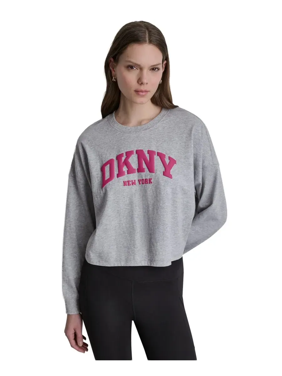 Футболка с длинным рукавом и опущенным плечом Varsity Logo DKNY Sport