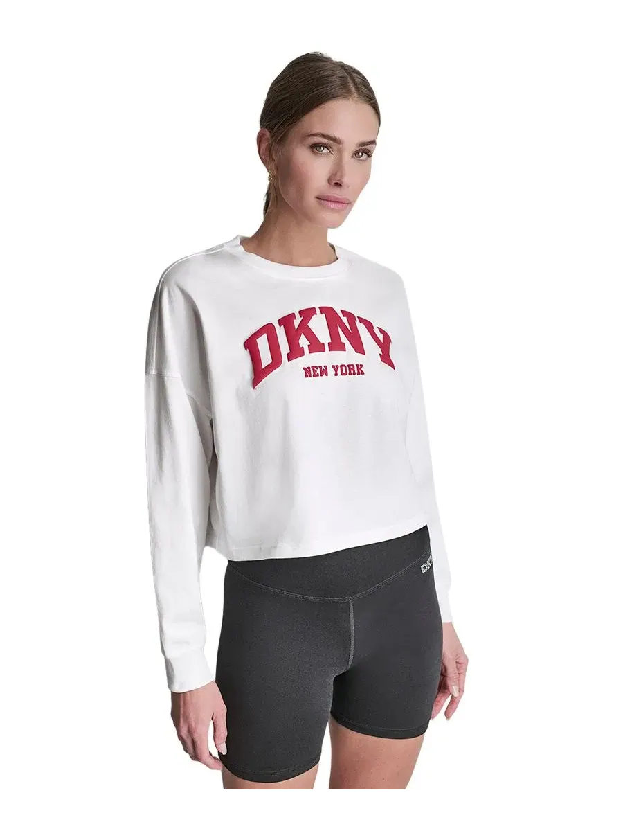 Футболка с длинным рукавом, с принтом DKNY Sport — изображение 2 из 5, белый