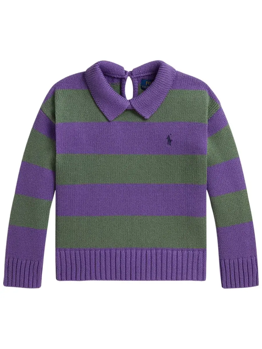 Свитер-поло с длинным рукавом в полоску Polo Ralph Lauren — изображение 1 из 5, фиолетовый мульти